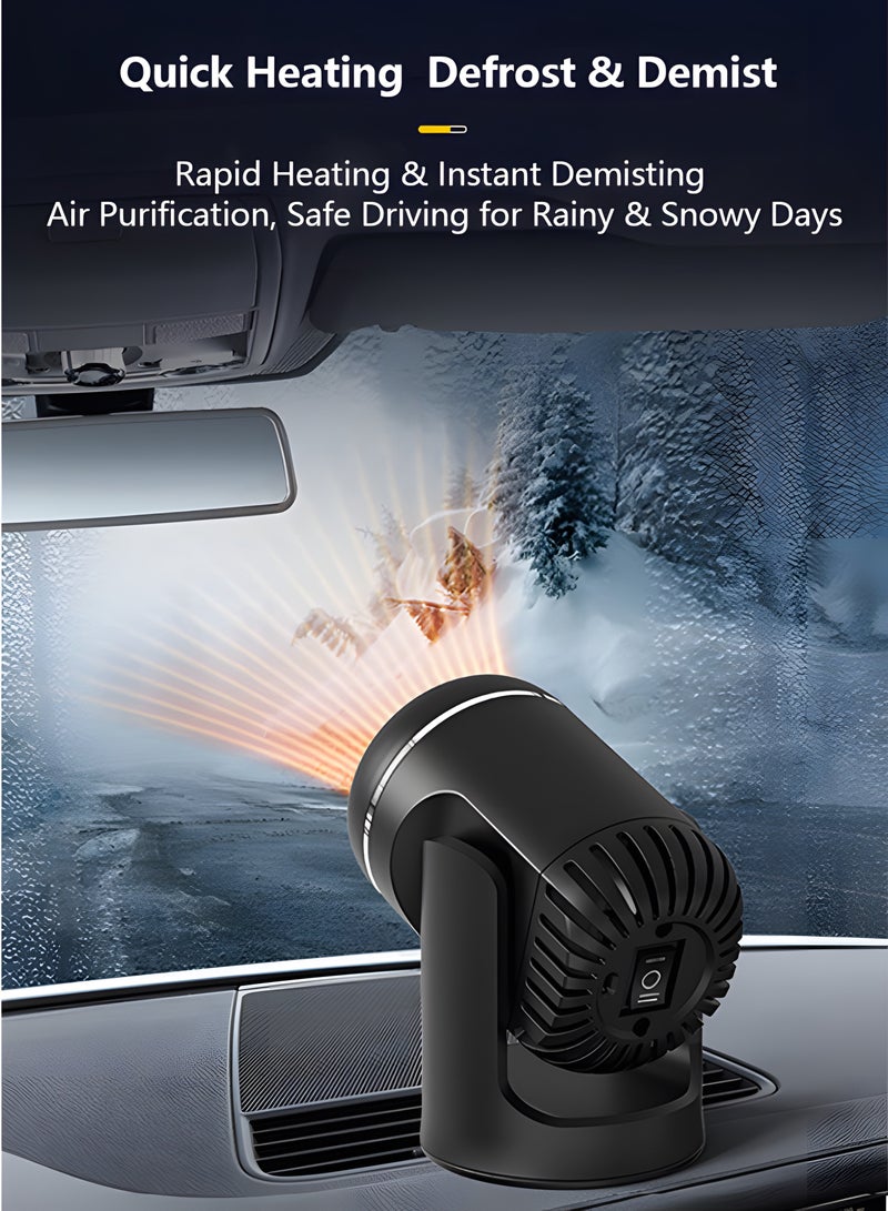 360°Rotation adjustment Car Heater 12V 130W Winter Windscreen defroster Car heater 3s Heating Quickly 2 in 1 Car Heater and Car Cooler Portable Car Heater for Home Car - Image 4