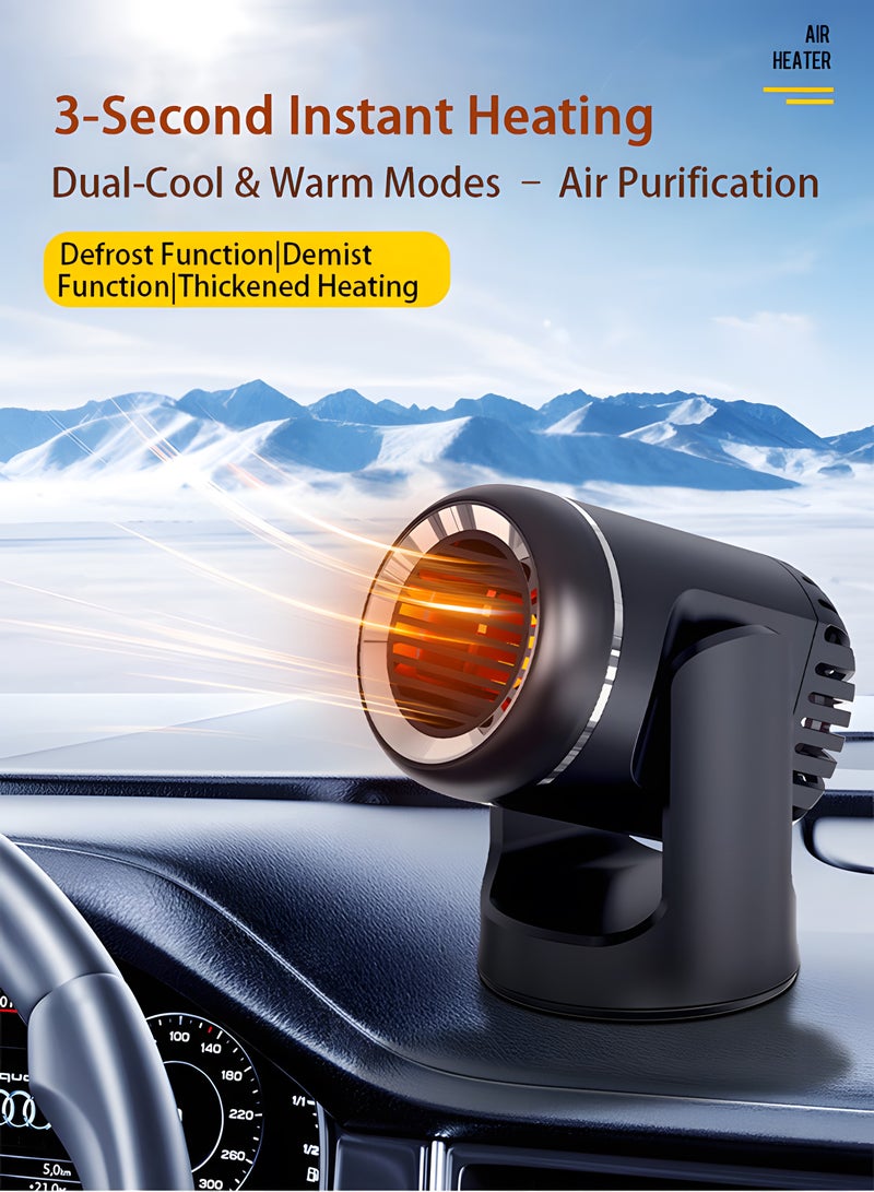360°Rotation adjustment Car Heater 12V 130W Winter Windscreen defroster Car heater 3s Heating Quickly 2 in 1 Car Heater and Car Cooler Portable Car Heater for Home Car - Image 2
