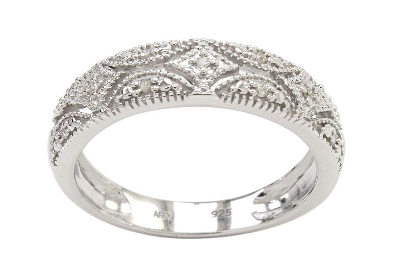 Wedding Band Rings for Women 120 Ctw Round Cut White Natural Diamond Stackable Ring in 14K White Gold Plated 925 Sterling Silver Jewelry Gift for Her IJ Color I2I3 Clarity 005ctw Size6