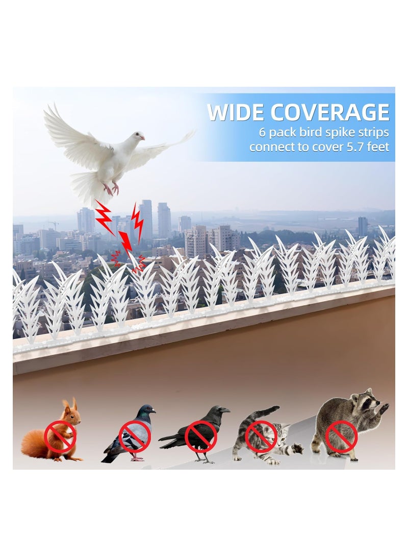SYOSI Bird Spikes, 6 Pack Bird Defender Spikes Fence Kit, for Outside Disassembled Bird Spikes for Pigeons and Other Small Birds Cats Plastic Anti Bird Spikes for Railing and Roof Covers 5.7 Feet (174cm) - Image 2