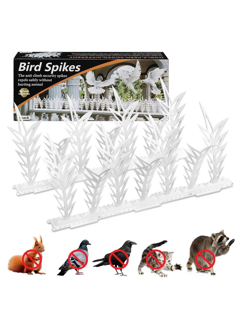 SYOSI Bird Spikes, 6 Pack Bird Defender Spikes Fence Kit, for Outside Disassembled Bird Spikes for Pigeons and Other Small Birds Cats Plastic Anti Bird Spikes for Railing and Roof Covers 5.7 Feet (174cm) - Image 1