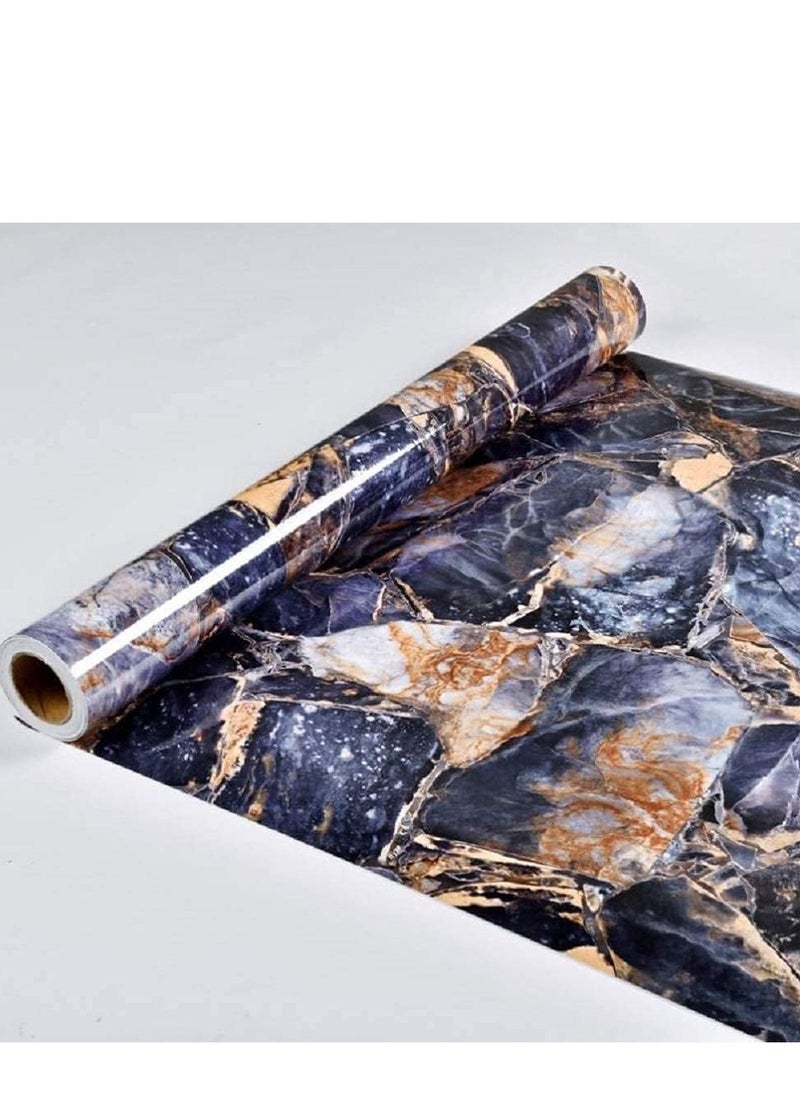 SYOSI - Furniture Stickers Marble Sticky Back Plastic Dark Blue Stone Self Adhesive Wallpaper Granite Effect Furniture Sticker DIY Peel and Stick 40cm X 3m Vinyl Film Home Decal Kitchen Countertop Decor - Image 1