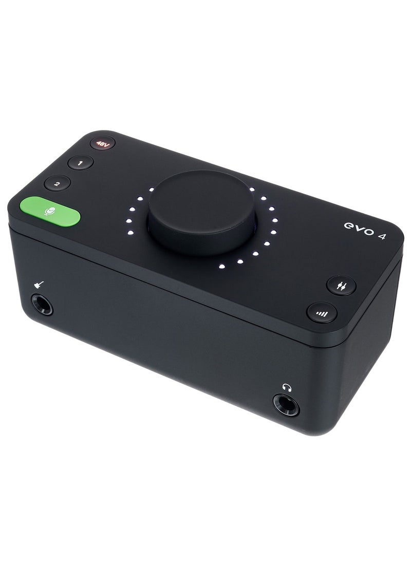 USB 2.0 Audio Interface, 2-in/2-out, 24-bit/96kHz, with 2 EVO Mic Pres, 1 JFET Instrument Input, Headphone Output, Loopback, USB Bus Power, EVO Control App, and Bundled Software - Mac/Win