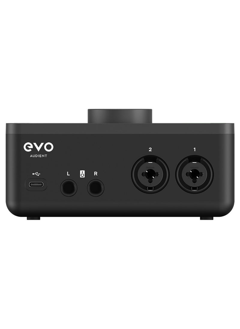 USB 2.0 Audio Interface, 2-in/2-out, 24-bit/96kHz, with 2 EVO Mic Pres, 1 JFET Instrument Input, Headphone Output, Loopback, USB Bus Power, EVO Control App, and Bundled Software - Mac/Win