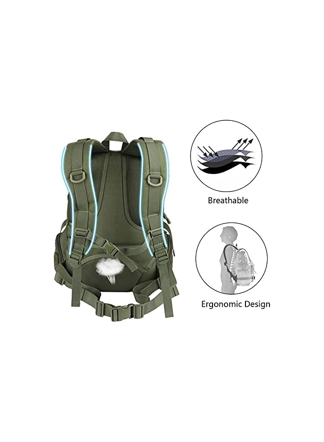 PROMASS Tactical Backpack Camping Rucksack 45L Hiking Backpack Lightweight Water-Resistant Multi-Functional Bag Trekking Rucksack Cycling Climbing Mountaineer Outdoor Sport Daypack Bag (Green) - Image 3