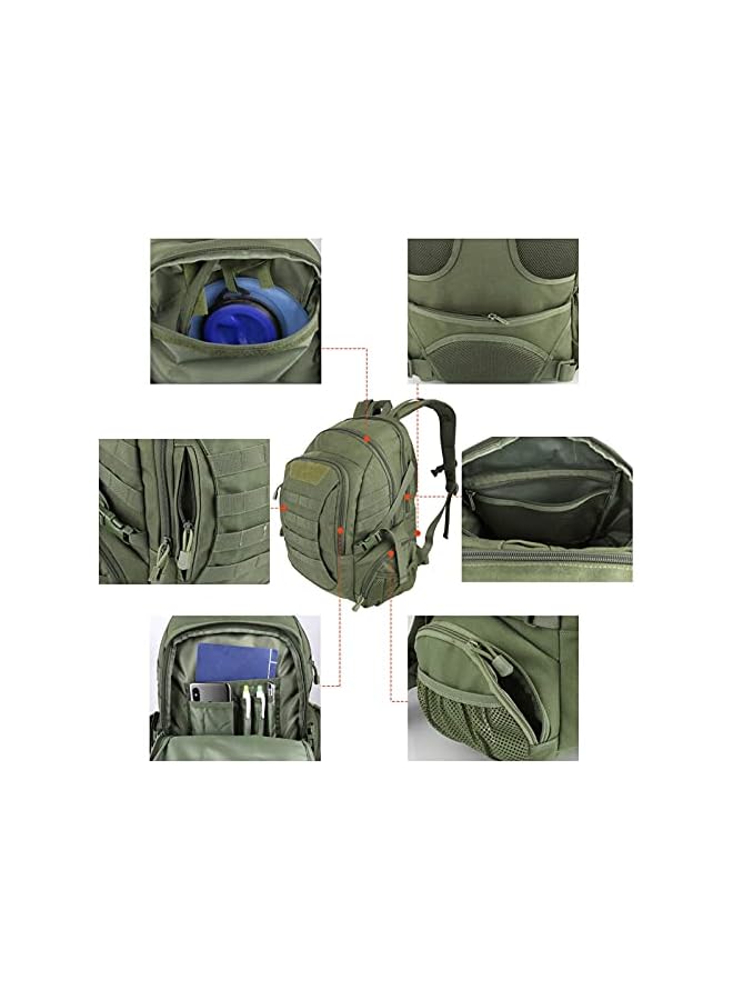 PROMASS Tactical Backpack Camping Rucksack 45L Hiking Backpack Lightweight Water-Resistant Multi-Functional Bag Trekking Rucksack Cycling Climbing Mountaineer Outdoor Sport Daypack Bag (Green) - Image 4