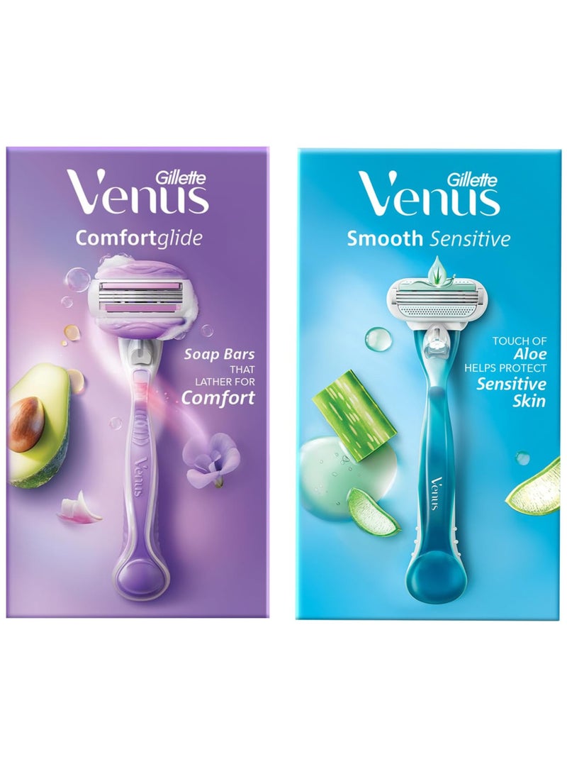 Venus Gillette Venus Women’s Razors – ComfortGlide Avocado + Smooth Sensitive Aloe (2-Pack) - Image 1