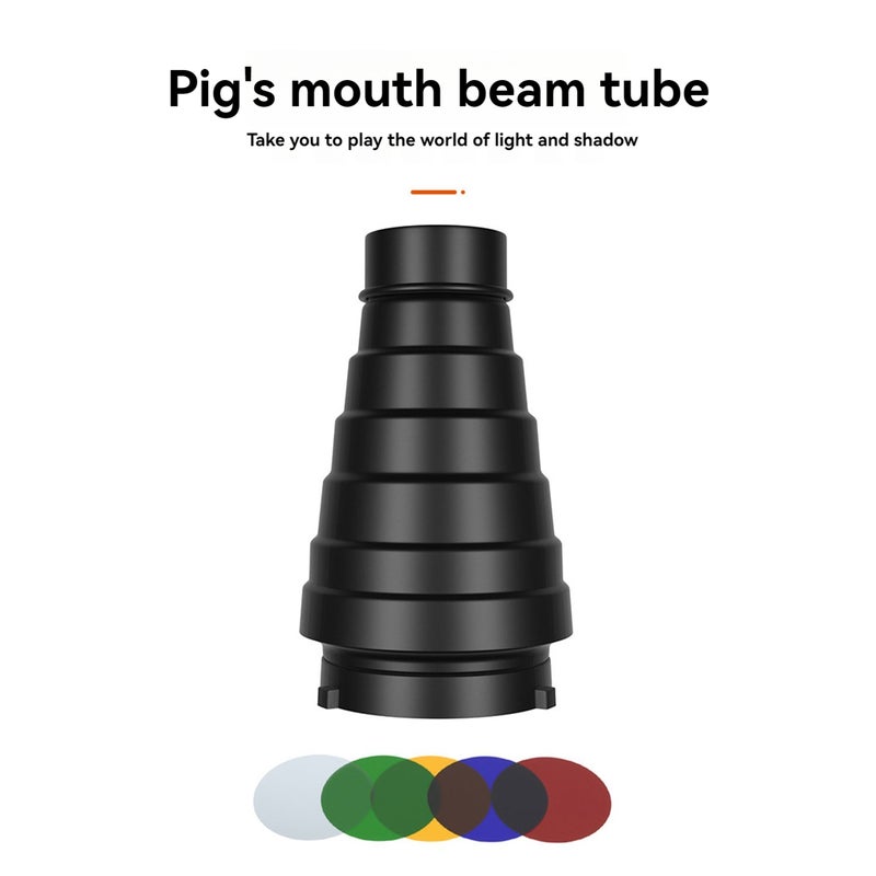 Metal Beam Cylinder Pig Beak Spotlight Cylinder with Honeycomb Grid 5pcs Colour Filter Kit Suitable for Bully Port / Bowens Port / Roof Lights - Image 5