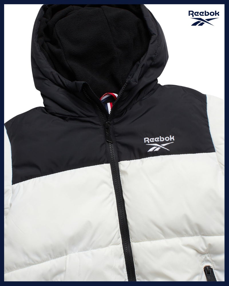 Reebok Boys Puffer Jacket - Heavyweight Water & Wind Resistant Quilted Boys Winter Coat - Fleece Insulated Kids Winter Jacket, Size 18-20, White - Image 4