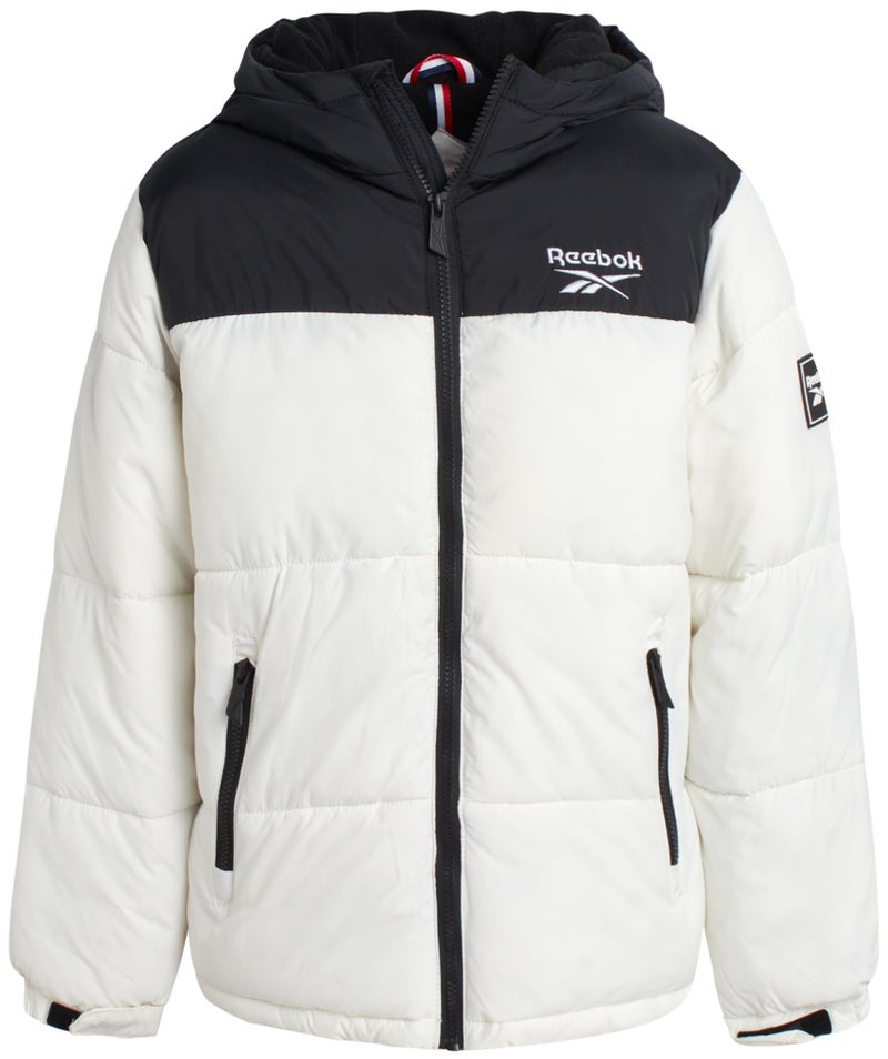 Reebok Boys Puffer Jacket - Heavyweight Water & Wind Resistant Quilted Boys Winter Coat - Fleece Insulated Kids Winter Jacket, Size 18-20, White - Image 1