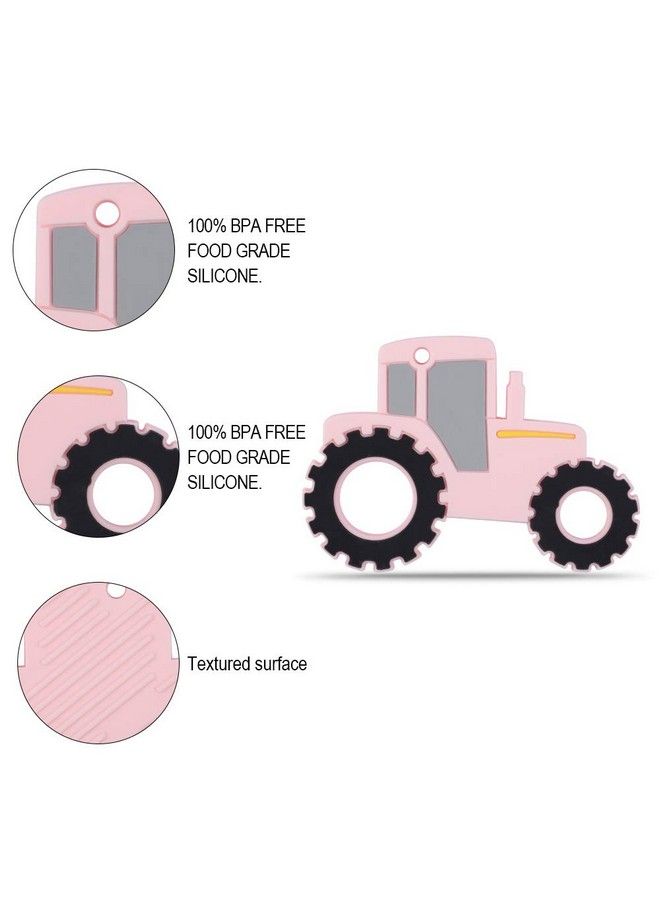 AmazingM Car Series Baby Teething Toysfood Grade Silicone Chew Teether For 3 Months+ Infant Boy And Girltoddler Sensory Chewing Teetherbpa Free. (Tractor Pink) - Image 3