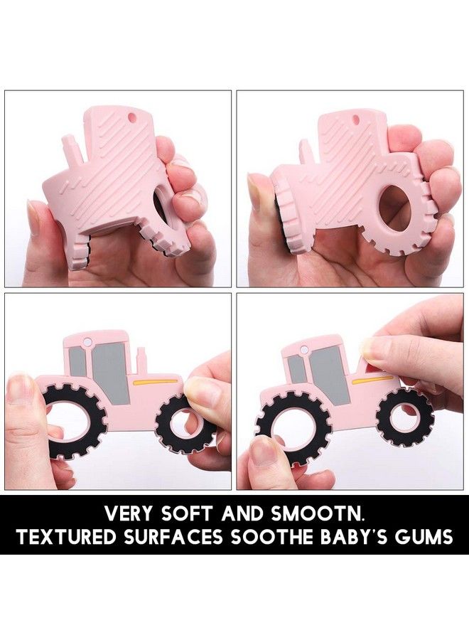 AmazingM Car Series Baby Teething Toysfood Grade Silicone Chew Teether For 3 Months+ Infant Boy And Girltoddler Sensory Chewing Teetherbpa Free. (Tractor Pink) - Image 4