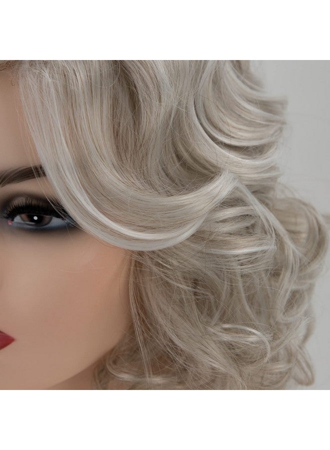 RENERSHOW Chin Length Grey Curly Wigs For White Women Short Gray Mixed Little Light Brown Wavy Bob Wig Natural Women Synthetic Wig With Bangs Easywear Daily Hairstyle - Image 3