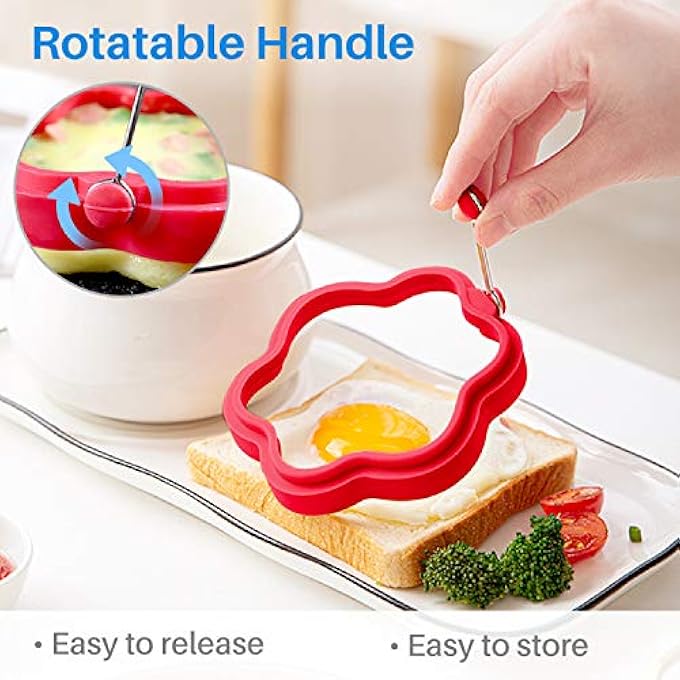 Kalevel Set Of 4 Egg Ring Silicone Pancake Fried Egg Cooking Rings For Griddle Cooking Easy To Clean Orange - Image 3