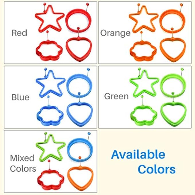 Kalevel Set Of 4 Egg Ring Silicone Pancake Fried Egg Cooking Rings For Griddle Cooking Easy To Clean Orange - Image 5