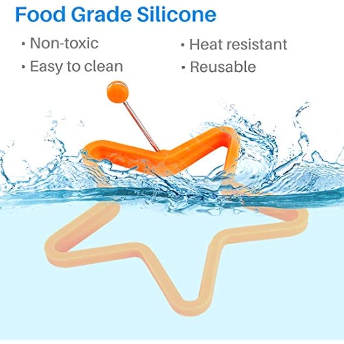 Kalevel Set Of 4 Egg Ring Silicone Pancake Fried Egg Cooking Rings For Griddle Cooking Easy To Clean Orange - Image 2