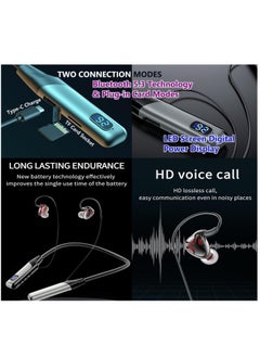 Excefore Neckband Bluetooth Headphone, Wireless Earbuds in-Ear Noise Cancelling HiFi Stereo Clear Headsets, LED Screen Display, Waterproof, Built-in Microphone for Phone Call Music, Black  - Image 4