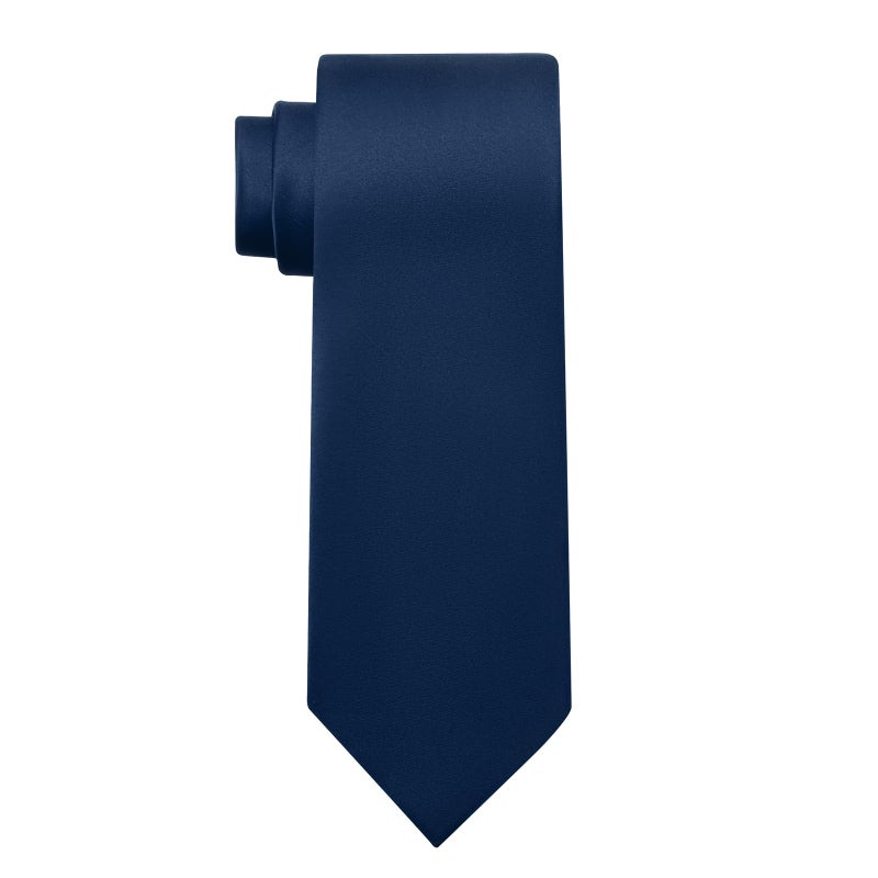 KOOELLE Men's Tie Solid Pure Color Plain Formal Navy Blue Ties For Men - Image 1