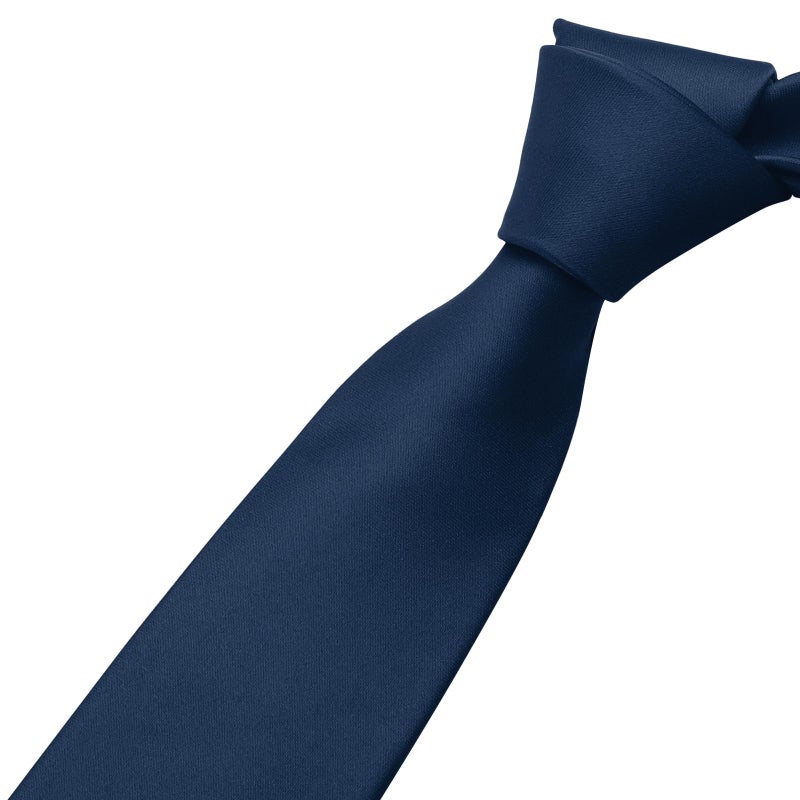 KOOELLE Men's Tie Solid Pure Color Plain Formal Navy Blue Ties For Men - Image 3