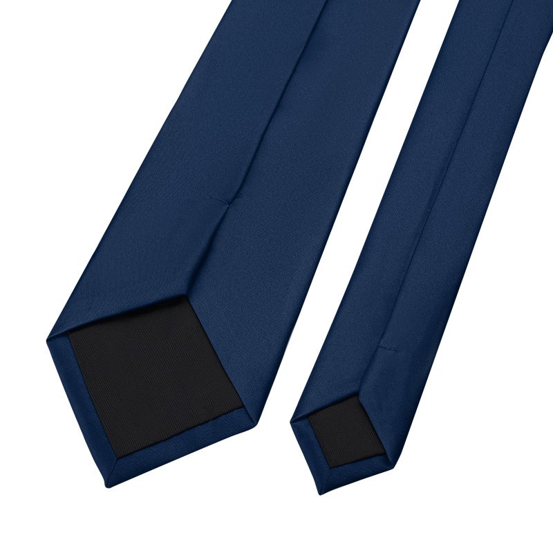 KOOELLE Men's Tie Solid Pure Color Plain Formal Navy Blue Ties For Men - Image 5