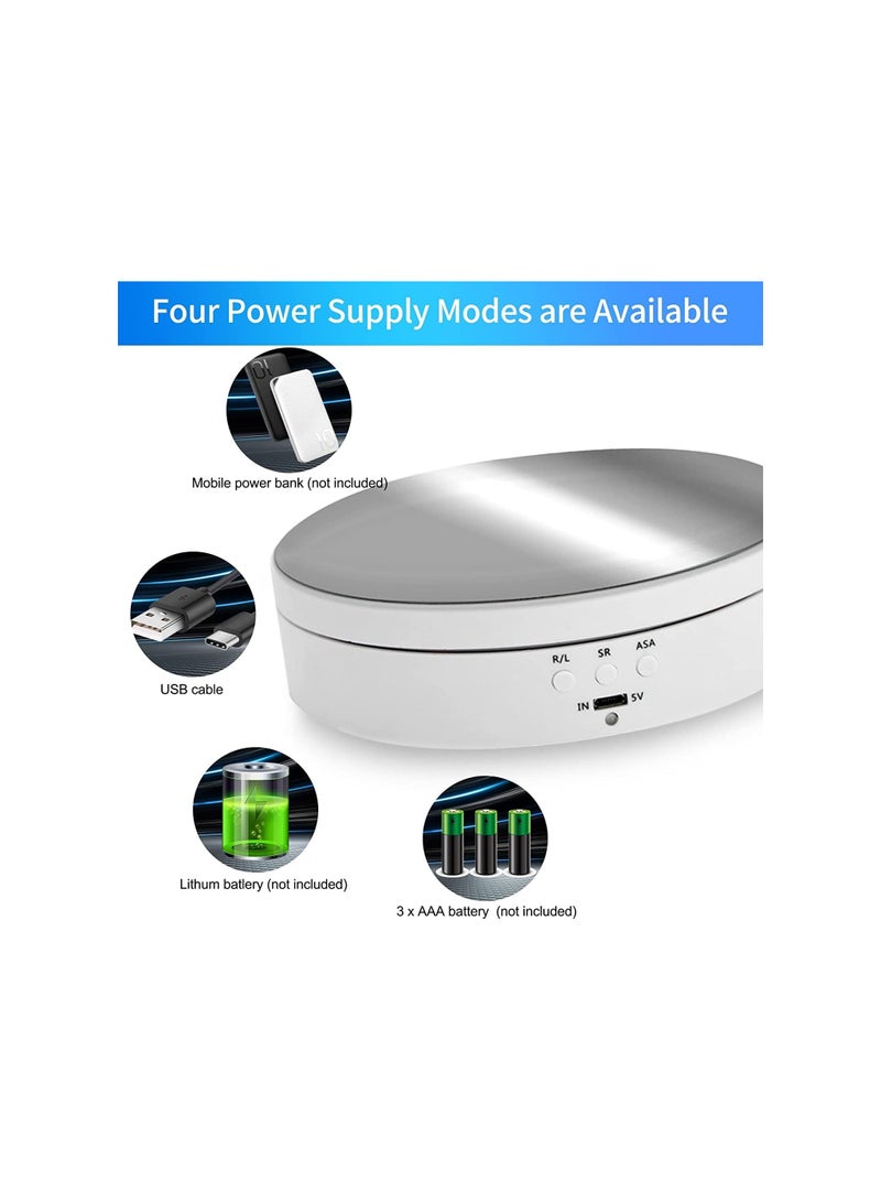 Rotating Display Stand 360° Motorized Photography Turntable with 1 PVC Background for Photography Products Display Jewelry Watch 3D Models Panoramic Display Max Load 6.6Lb USB Video Show (White) - Image 4