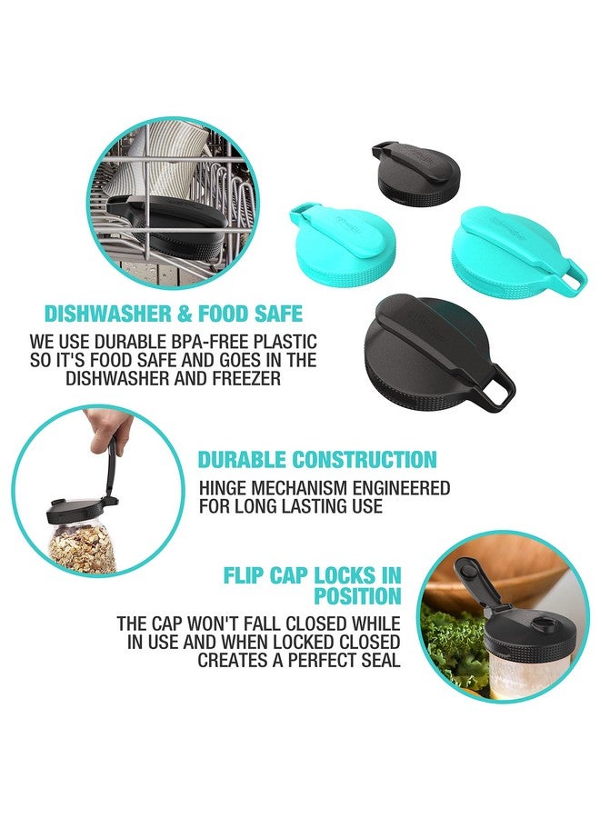 Masontops Multi Top Flip Cap Mason Jar Lids - Regular & Small Mouth - Sip, Pour, Store & More - Leakproof 2-Pack - Image 4