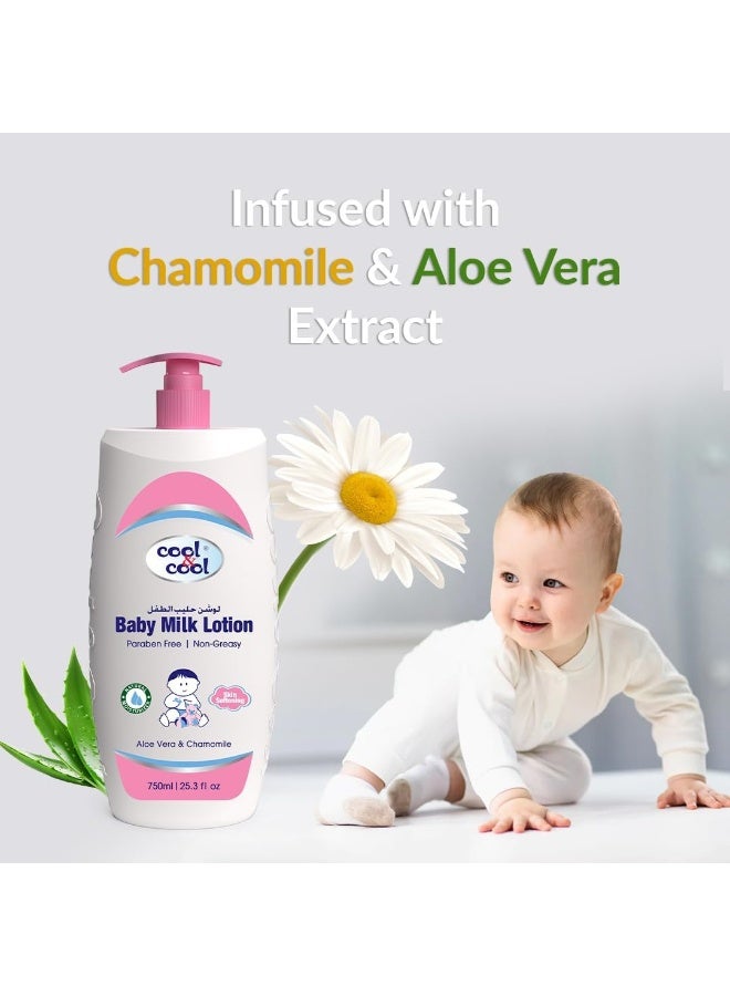 Cool & Cool Pack Of 2 Baby Milk Lotion - 750ML - Image 3