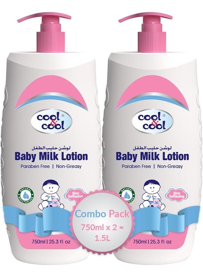 Cool & Cool Pack Of 2 Baby Milk Lotion - 750ML - Image 1