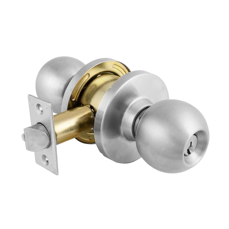 Master Lock BLC0232DKA4 Storeroom Cylindrical Ball Knob, Commercial Grade 2, Brushed Chrome Finish - Image 1