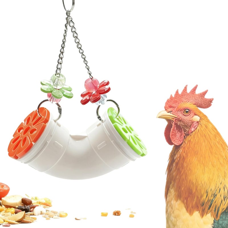 ألعاب إثراء للدجاج في الحظيرة، ألعاب تفاعلية لحظيرة الدجاج - موزع علاجات أنبوبي معلق | وحدة تغذية بطيئة للدجاج والدجاجات والبط والببغاوات والطيور والهامستر والأرانب والحيوانات الصغيرة - Image 1