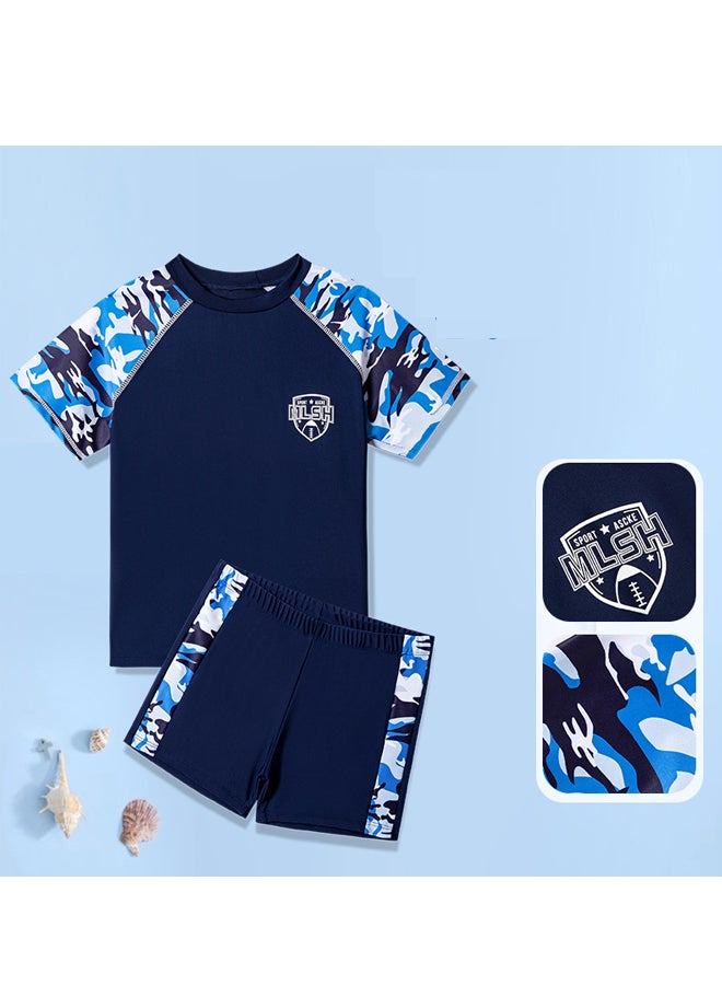 Two-piece Children Swimsuit Trunks Lightweight Short Sleeved Beach Swimsuit  - Image 1