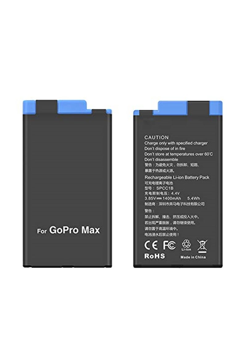 New Intelligent 1400mAh Lithium Ion Replacement Battery Full Decode For 360 Panoramic Go Pro Max Camera (Pack of 2 Battery)  - Image 1