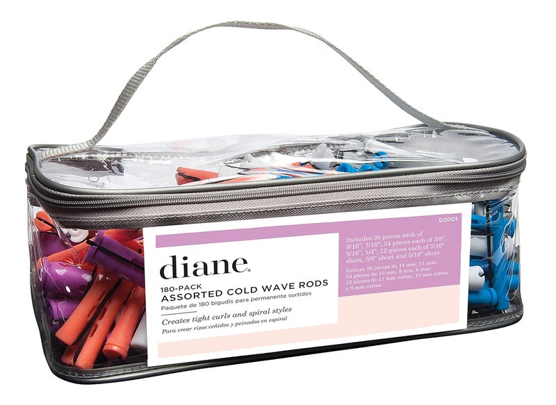 Diane Diane Perm RodCold Wave Rod Set Assorted Sizes and Colors for Professional and Home Use Includes Reusable Zipper Pouch for Easy Storage 180Pieces 