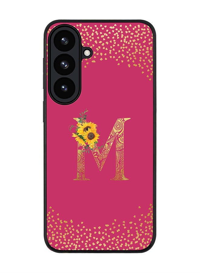 Stylizedd For Samsung Galaxy S26 Case,Slim fit Camera Protection, Shockproof Thin Phone cover  - Custom Floral Monogram - M ( Deep Pink ) - Image 1