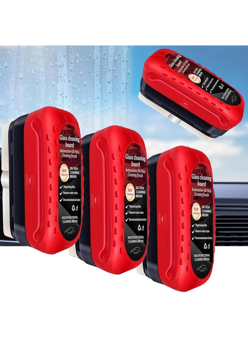 4-Piece Car Windshield Oil Membrane Cleaning Brush - Front Car Oil Membrane Cleaner, Car Oil Membrane Cleaning Brush, Strong Windshield Remover that Prevents Rain and Fog, Cleaning Brush (4 Pieces) - Image 1