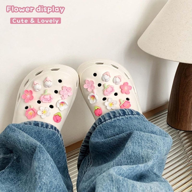 ZSRVAJ 24-Piece Flower Shoe Charms Set for Crocs - Customizable DIY Decoration - Image 3