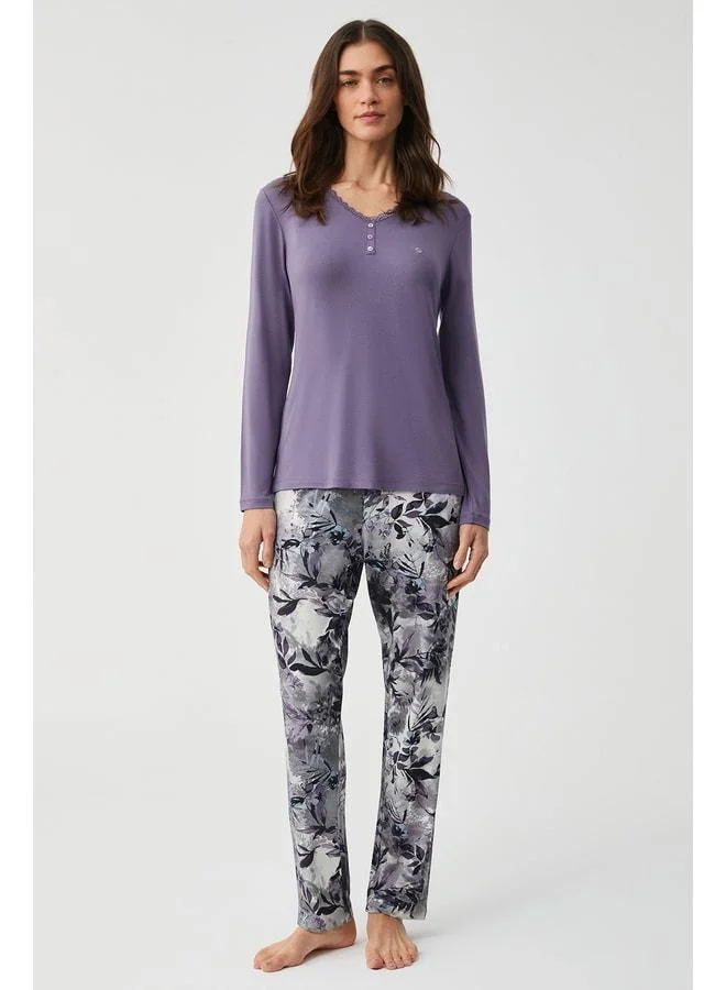Soft textured pajama set.