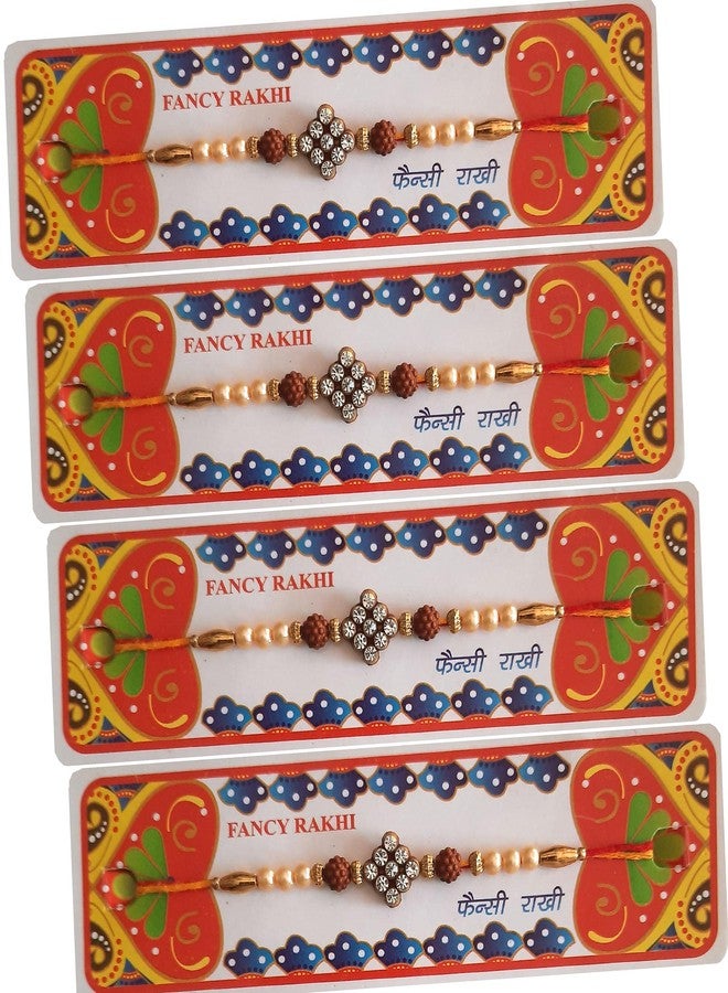 SK CRAFT AD Stone Rudraksha Rakhi for Bhaiya, Rakhi-Rumal Combo Set -Pack of 3 Rakhi & Rumal - Image 2