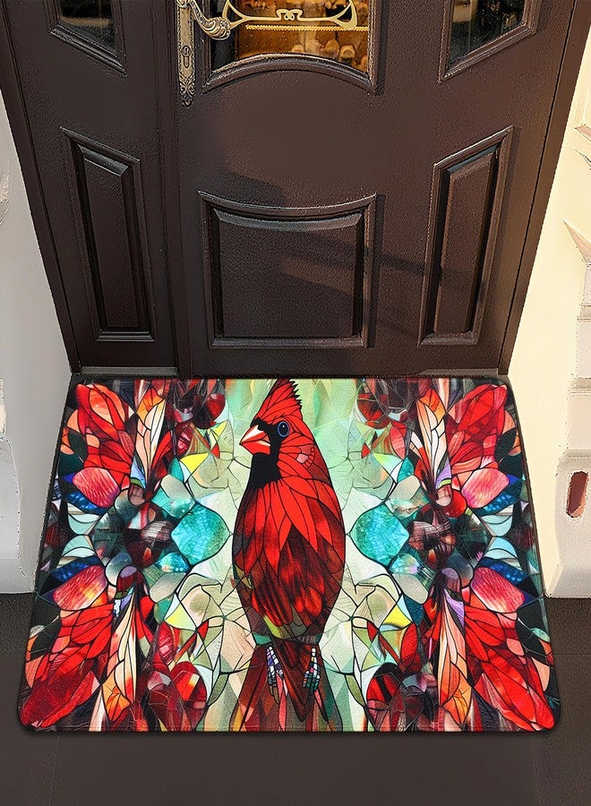 Dunzy Winter Door Mat 35.4'' x 23.6'' Cardinal Bird Front Welcome Floor Door Mat Indoor Outdoor Entrance Winter Decoration Washable Non-Slip Rubber Doormat Inside Outside Entrance for Home Holiday - Image 1