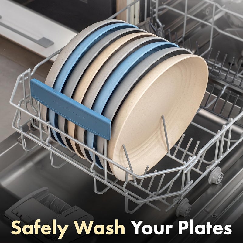 FOODLE FOODLE Large Wheat Straw Plates Set  BPA Free  Safety Tested  Dishwasher  Microwave Safe  Reusable  Unbreakable  Perfect for Camping Picnic Camper RV  Outdoor  8pcs - Image 4