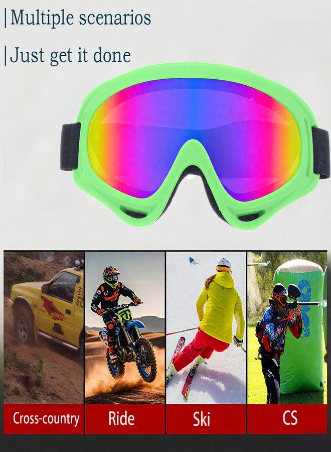 ZQtyf Ski Goggles - UV Adjustable Riding Offroad Protective Goggles, Snow Snowboard Goggles For Youth Men Women Kids Boys (Green) - Image 4