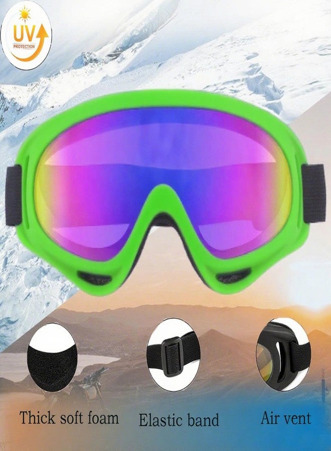 ZQtyf Ski Goggles - UV Adjustable Riding Offroad Protective Goggles, Snow Snowboard Goggles For Youth Men Women Kids Boys (Green) - Image 2