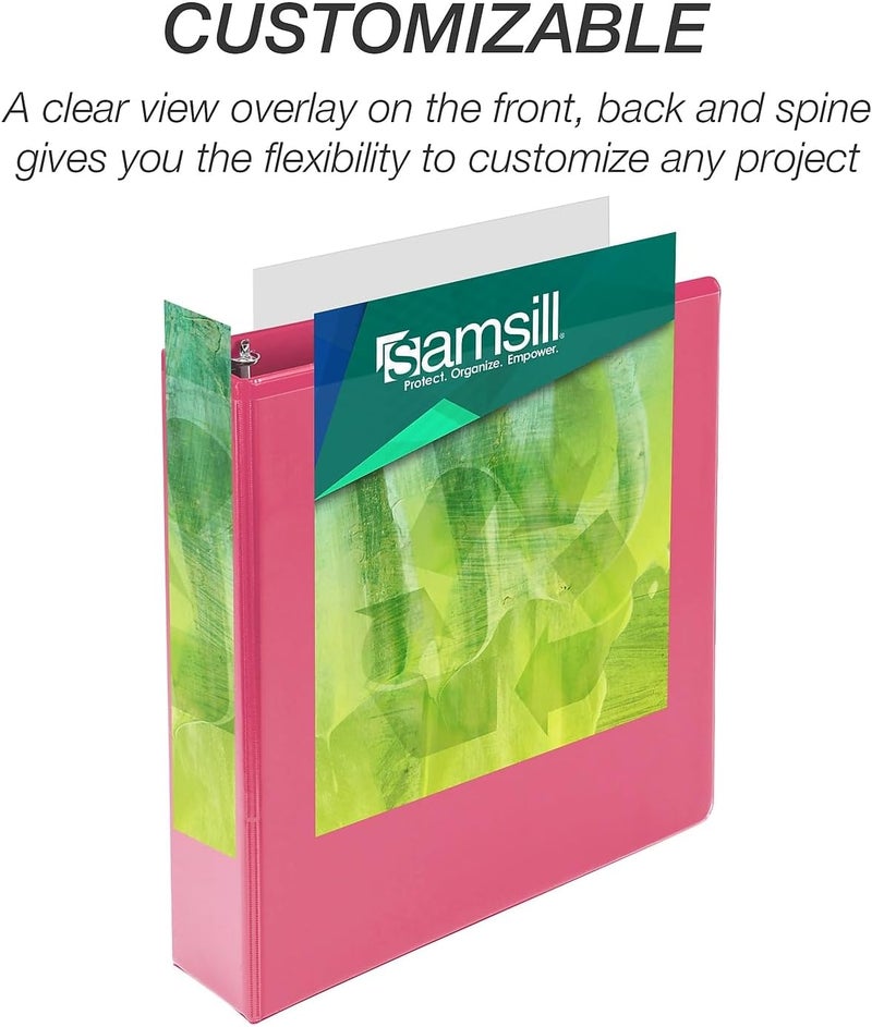 Samsill Samsill U86676 Fashion View Binder Round Ring 11 x 812 2Inch Capacity Berry 2Pack  - Image 3