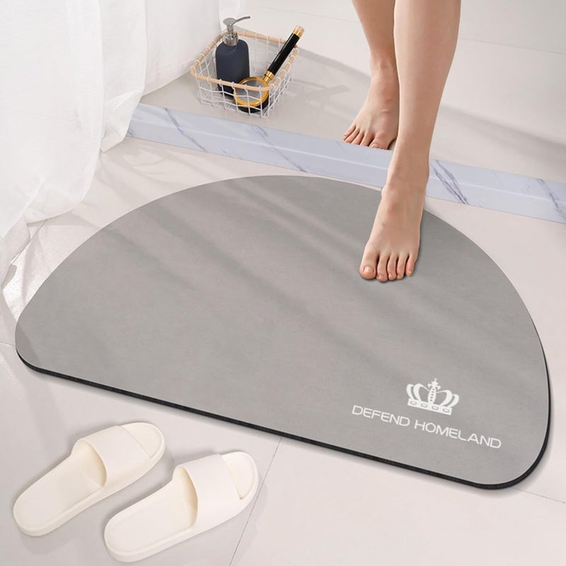 JOLYMIT DShape Bathroom Mat for Kitchen Living Room Quickly Drying Bathroom Mat Rubber Non Slip Mat Washable Bath Mats for Bathroom Accessories Gray 1 Pcs - Image 1