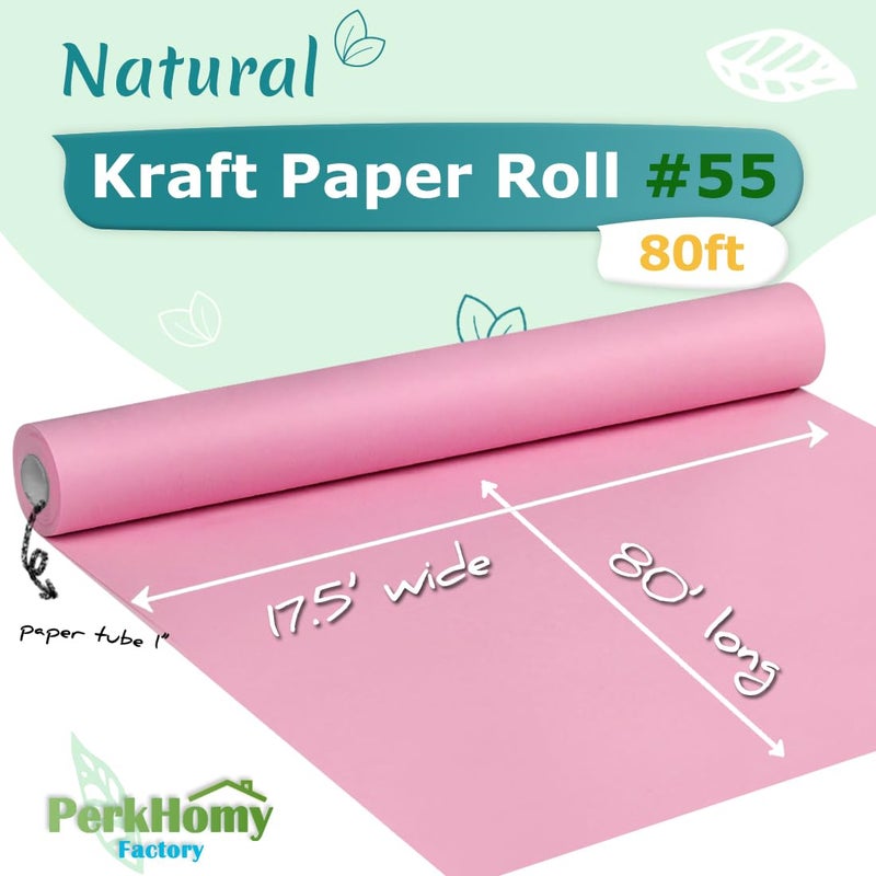 PH PERKHOMY PerkHomy Light Pink Kraft Paper Roll 17.5" x 960" (80') for Gift Wrapping Bouquet Flower Art Painting Craft Writing Packaging Shipping 80GSM 55LB (Light Pink, 17.5" x 80') - Image 2
