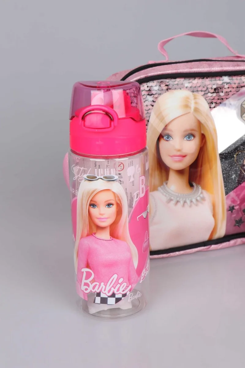 باربي Dekomus Licensed Mysterious Glitter Collection "college" Lunch BAG, 500 ml Water Bottle and Lunch Box Set