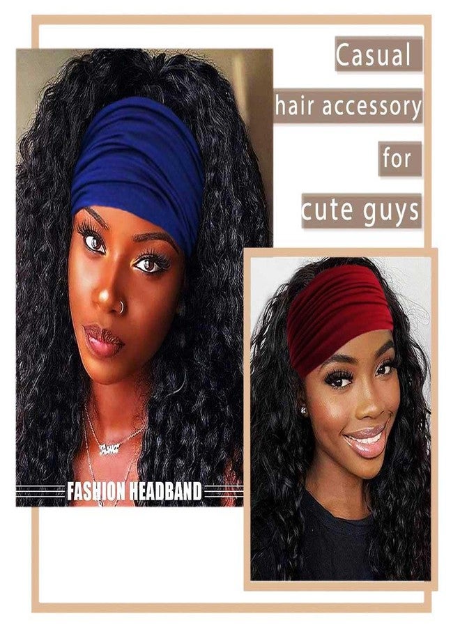 Aceorna Wide Headbands Stretch Turban Knotted Hairbands Elastic Yoga Workout Sweatband Running Sport Head Scarf Large African Head Wraps for Women 4 Pcs (Set B) - Image 5