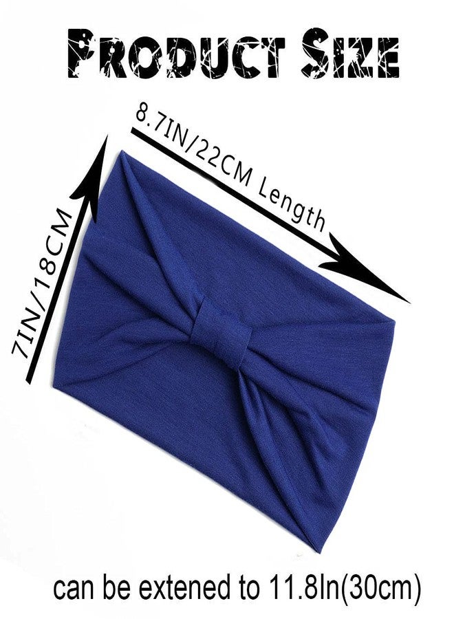 Aceorna Wide Headbands Stretch Turban Knotted Hairbands Elastic Yoga Workout Sweatband Running Sport Head Scarf Large African Head Wraps for Women 4 Pcs (Set B) - Image 3