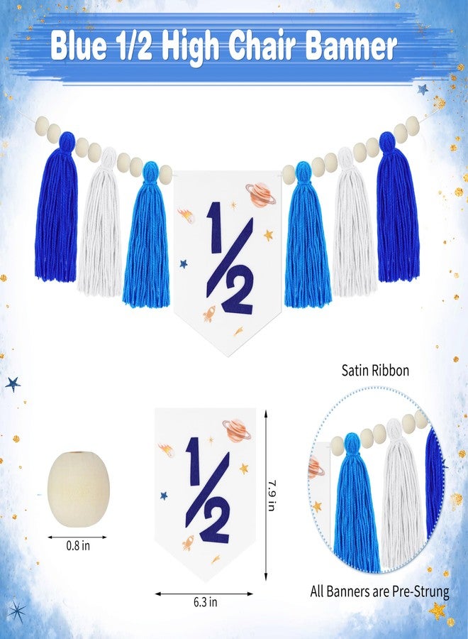 THAWAY 1/2 Birthday Half Trip Around the Sun Half Birthday Decorations - Banner Glitter Cake Topper Tassel Wood Bead High Chair Banner & Crown, Hat Halfway to One Baby Boy Girl Party Supplies - Image 3