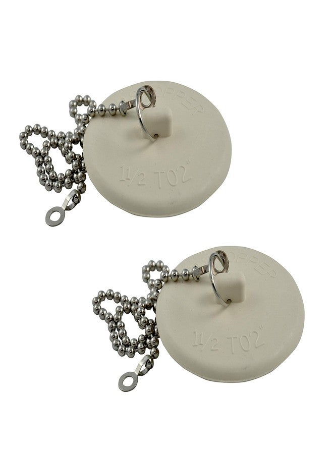 Danco 80783P Rubber Tub Stopper with Chain, White - 2 Pk - Image 1